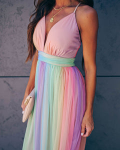 WONDERLAND RAINBOW STRIPED MAXI DRESS – FINAL SALE