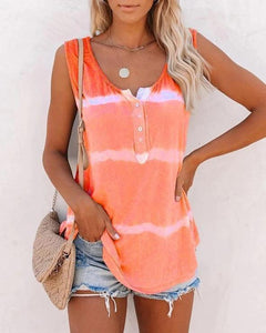 Casual Tie-dye Button T-shirt