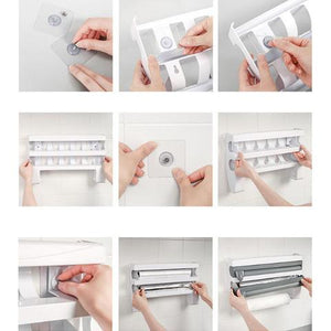 Multifunction Film Storage Rack Cutter for Kitchen【Punch-free】