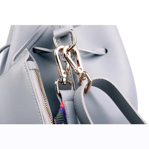 WOMEN BAG WITH COLORFUL STRAP BUCKET BAG WOMEN PU LEATHER SHOULDER BAGS CROSSBODY MESSENGER BAGS